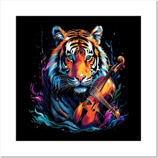 Siberian Tiger Playing Violin Posters and Art